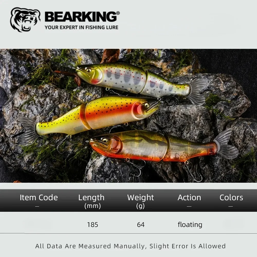Señuelo de Pesca BEARKING, 185 mm, 64 g, 2.25 oz, Cuerpo Articulado de ABS, Cola Suave, Señuelo Suave para Pescar Barracudas y Lubinas