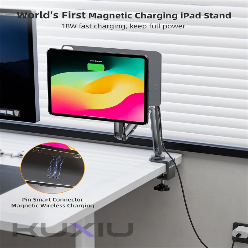 KUXIU X36 PRO MAX Magnetic Wireless Charger Holder For iPad Pro 12.9 inch/11 inch/iPad Air ,Aluminum Alloy Foldable ipad Stand