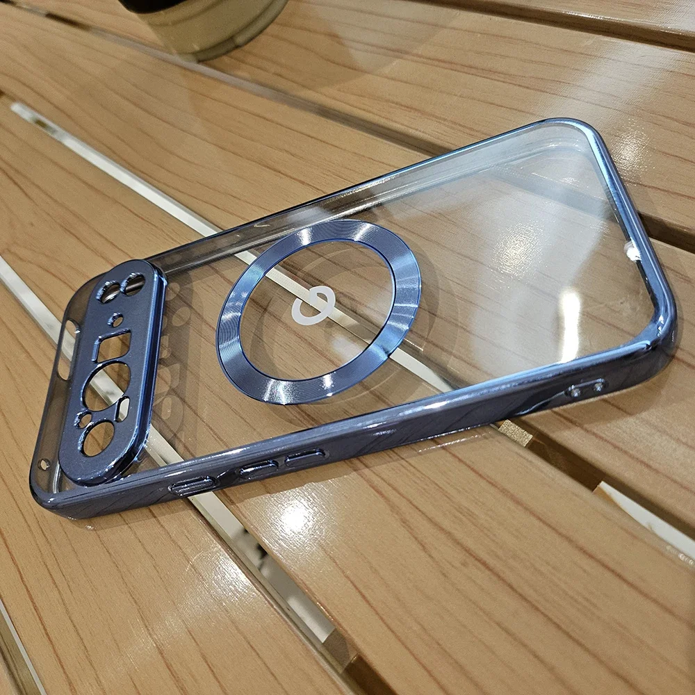 Klare, galvanisierte, kompatible magnetische kabellose Lade-Handyhülle für Google Pixel 11 10 9 A Pro XL, stoßfeste Schutzhülle – Detail 8