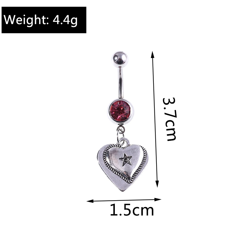 Cute Love Heart Belly Button Rings Navel Rings Sexy Piercing Body Jewelry for Women Girls Party Holiday Jewelry Accessories