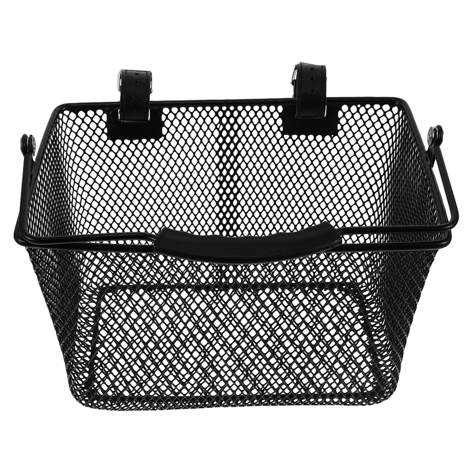 自転車用ブラック：フロントハンドルバー自転車バスケット、金属ワイヤー収納ラック、取り外し可能な鉄製カーゴバスケット