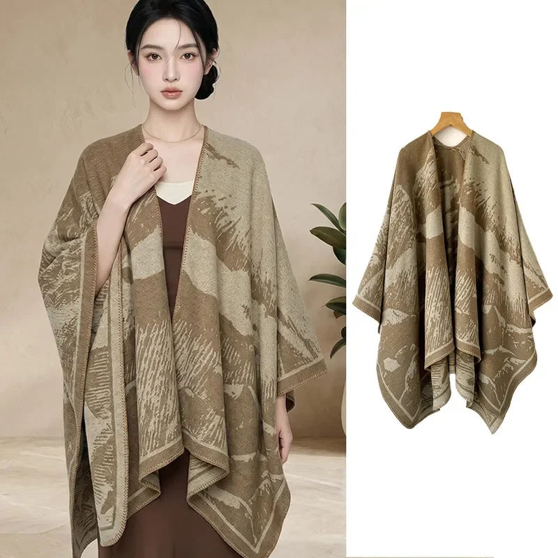 

2026 Elegant Socialite Outerwear Shawl Western Sichuan Travel Cape Xizang Wear Thick Scarf Office Air Conditioning Cape