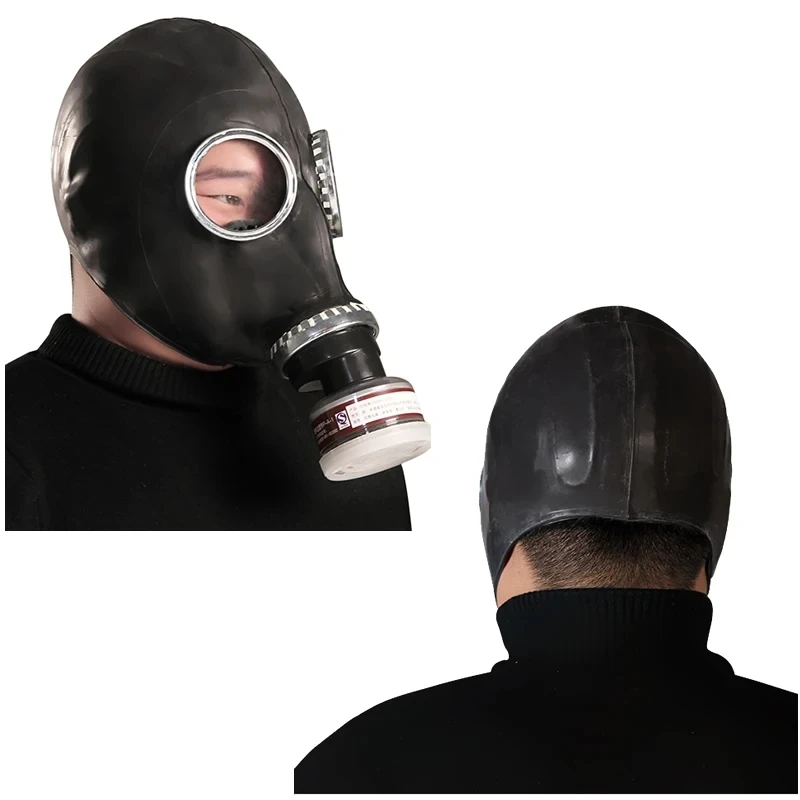 Gray/Black Natural Rubber Full Face Gas Mask Chemical Respirator Ghost Mask With Hose Filter For Painting Spraying Pesticide CS