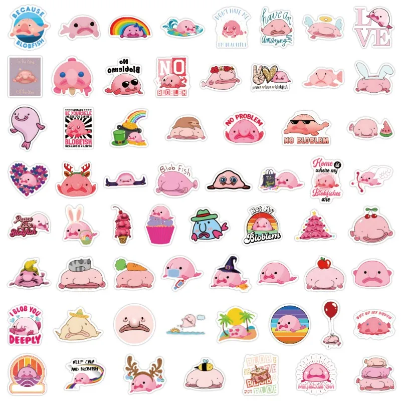 60 pçs blobfish graffiti adesivos mala copo de água papelaria telefone móvel scooter portátil geladeira adesivos decorativos