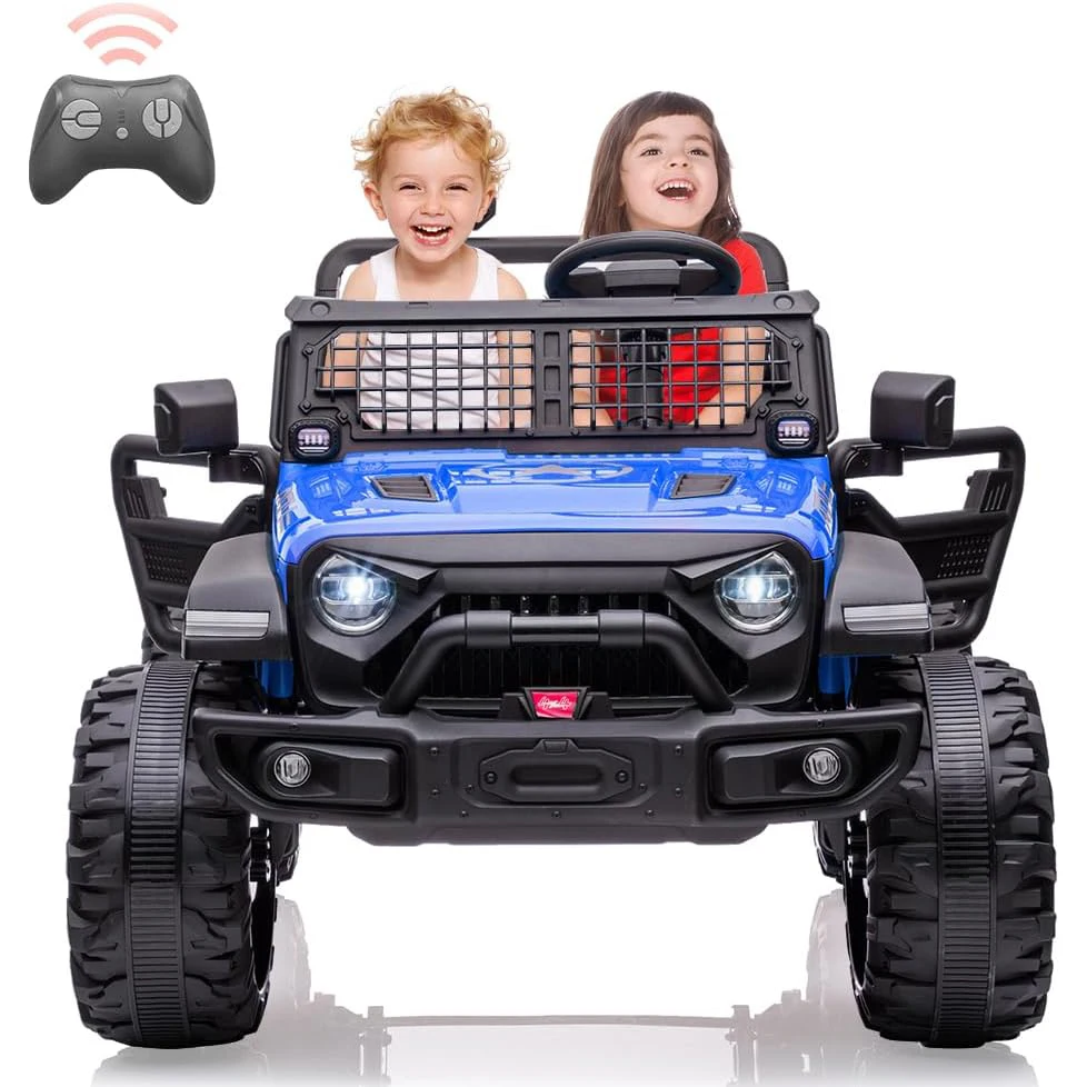 سيارة ركوب للأطفال بمقعدين 24 فولت مع جهاز تحكم عن بعد، مقعد 20 بوصة 15.5 بوصة عجلات شاحنة مركبة كهربية لمدة 3 سنوات فما فوق - 2 توصيل العبوات #1