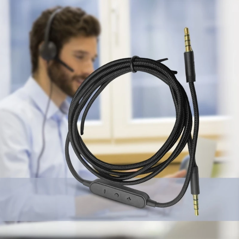 كابل Audios الجودة مع الميكروفونات لـ G433 G233 GPRO X سماعات الرأس 3.5 ملم تصميم برايد سلك مع أدوات تحكم مضمنة