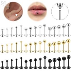ZS 6 Pcs/lot Internal Thread 16G/18G Stainless Steel Labret Lip Piercing Men Ball Flat Back Earrings Cartilage Helix Piercings