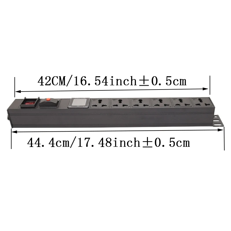 PDU power strip  network cabinet rack 9  AC 10A Universal Socket   with ammeter overload protection