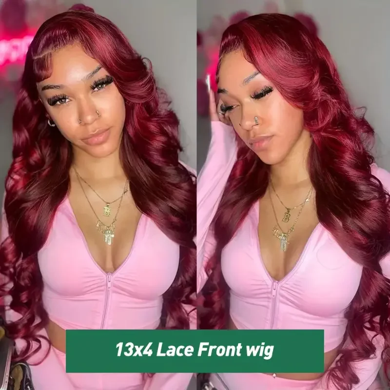 99J Burgundy Lace Front Wig Body Wave 13x4 HD Transparent Lace Front Human Hair Wig For Women Brazilian Colored human hair wigs