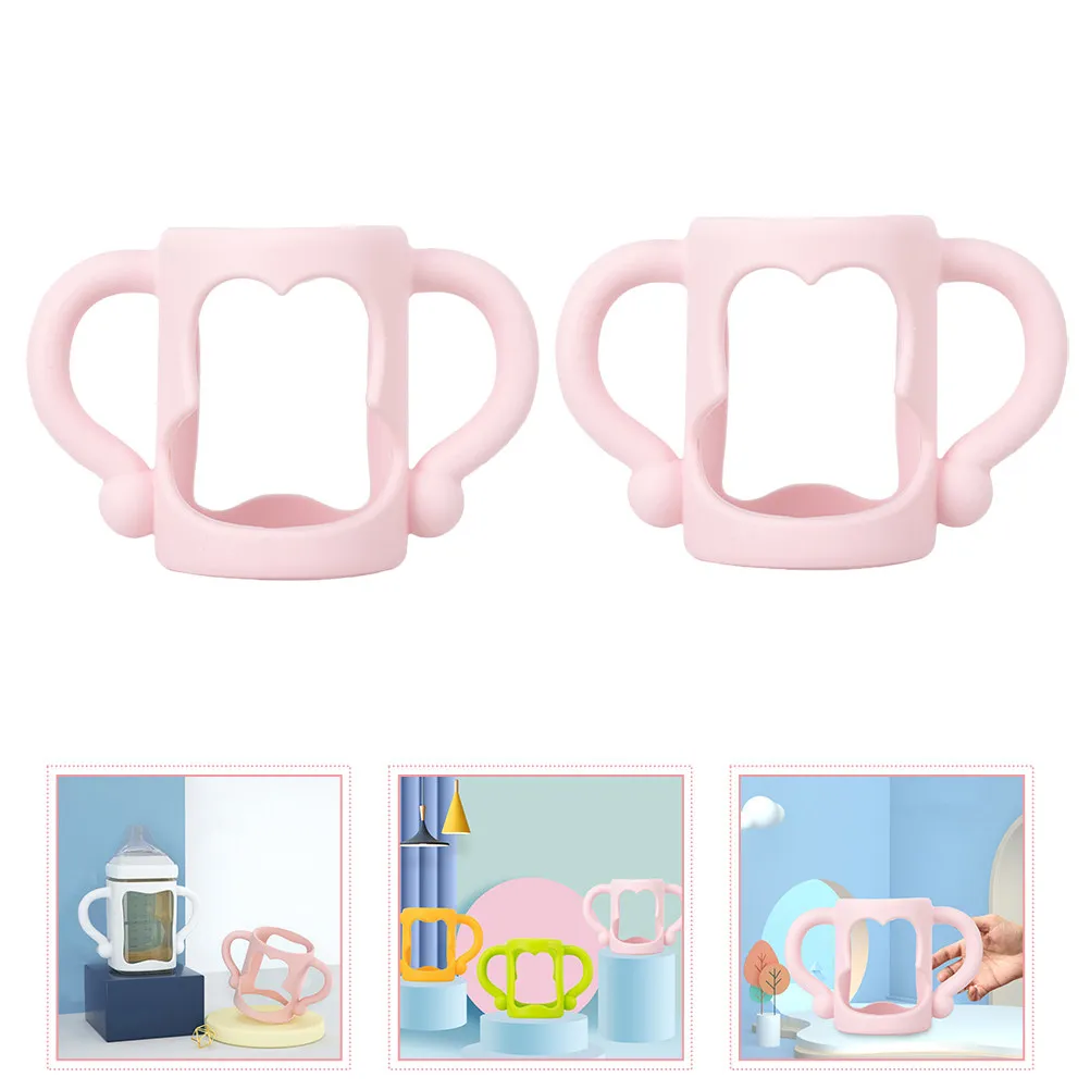 

2pcs Silicone Baby Bottle Handles Infant Feeding Bottle Holder Ergonomic Grip Transition Aid Portable Durable Odorless Baby