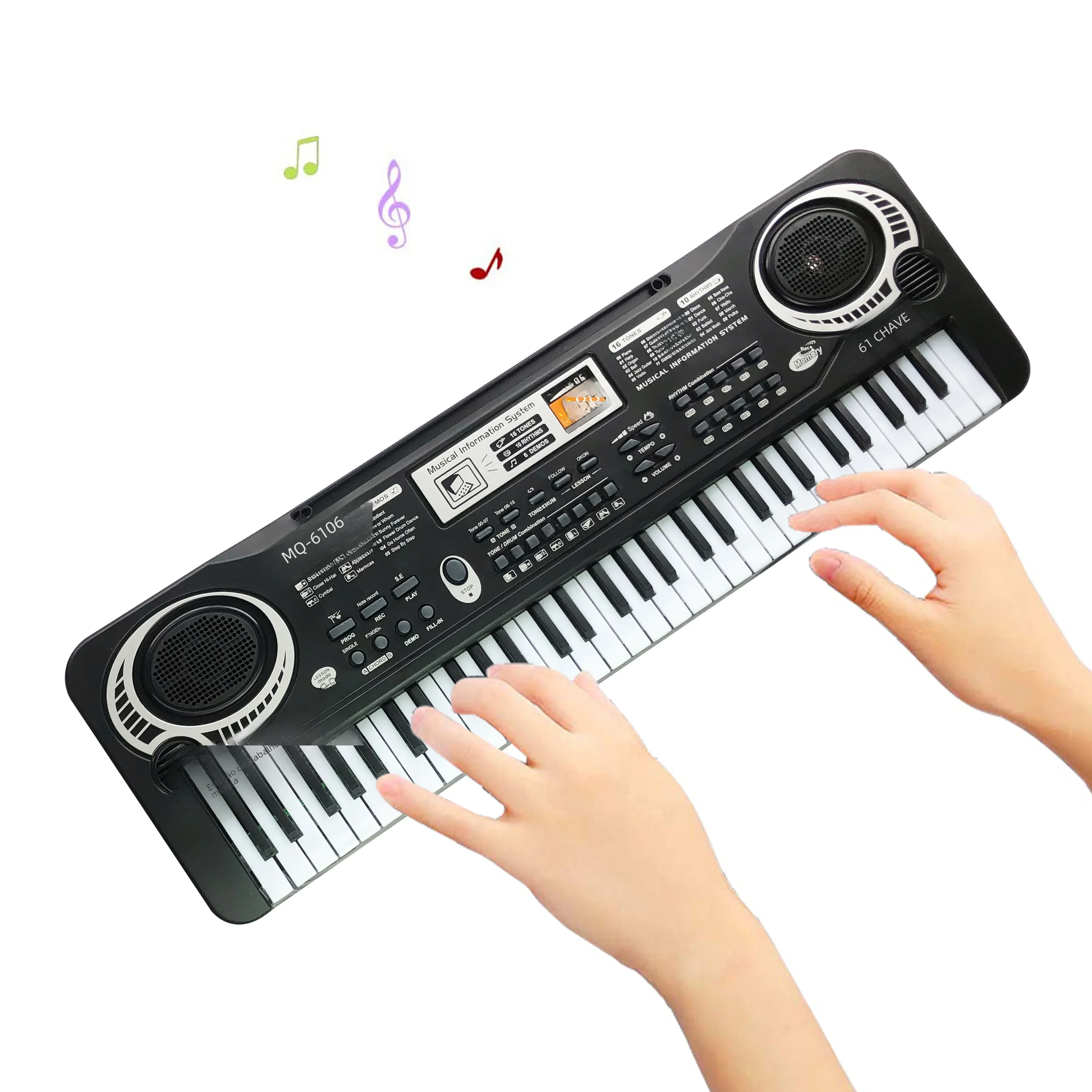 マイク付き多機能電子デジタルピアノ61キーポータブルピアノキーボード子供のおもちゃ