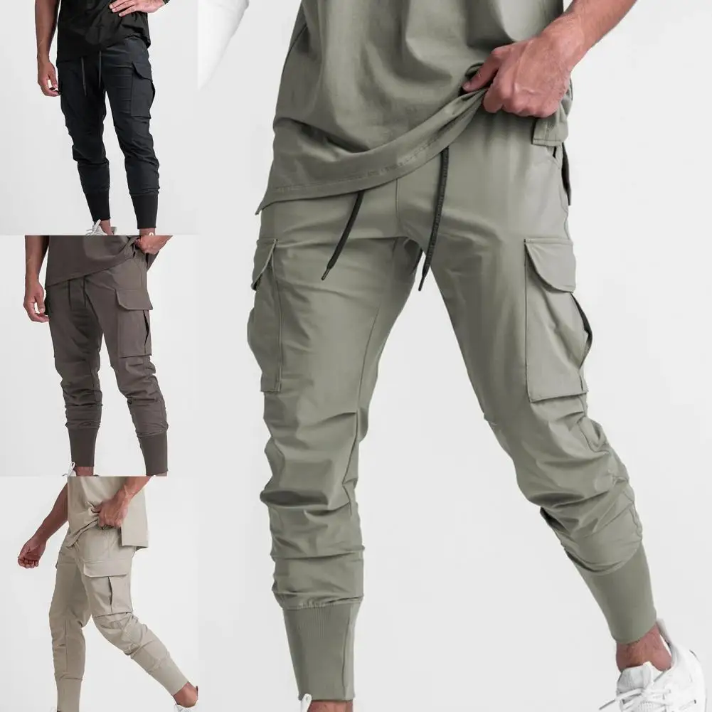 2024 New Men\'s Cargo Pants Summer Thin Loose Quick-Drying Elastic Leggings Running Training Sweatpants Casual Trend Trousers