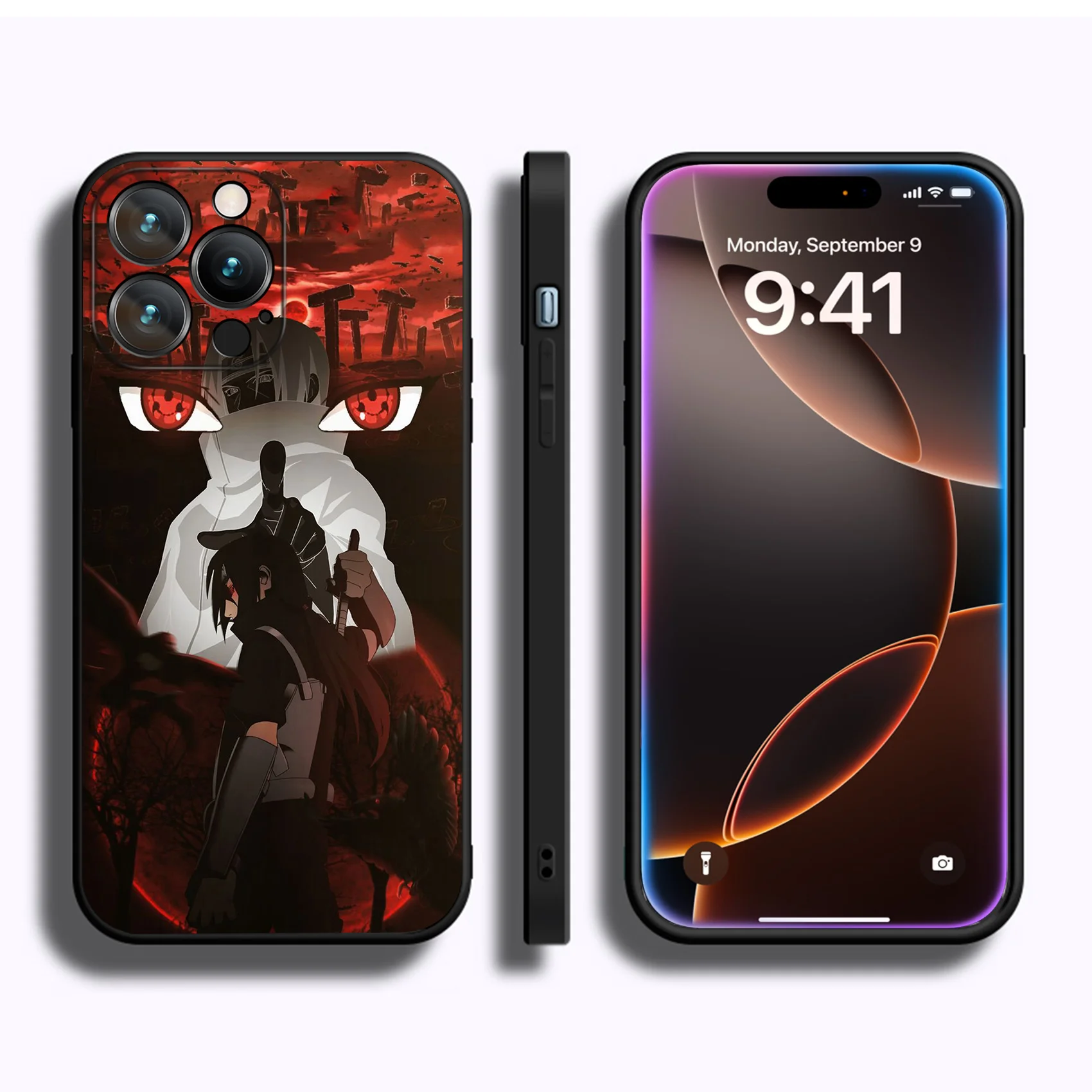 MINISO Case for iPhone 16 Pro Max Anime Aesthetics Uchiha Itachi Soft Silicon Cover for iPhone 16 15 14 13 12 11 Pro Max Plus