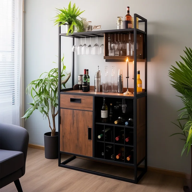 *Custom Wooden Storage Cabinet Home Bar Mini Bar Cabinet Removable Home Wine Cabinet