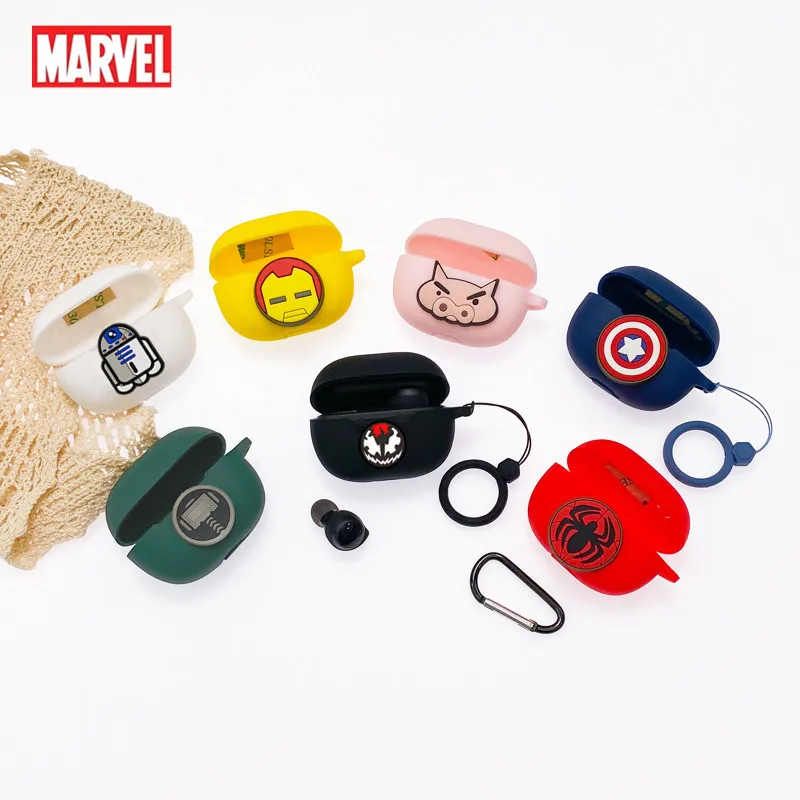 Cartoon Marvel Earphone Case For Xiaomi Redmi Buds 3 Lite Silicone Blutooth Earbuds Charging Box Protective Cover With Hook