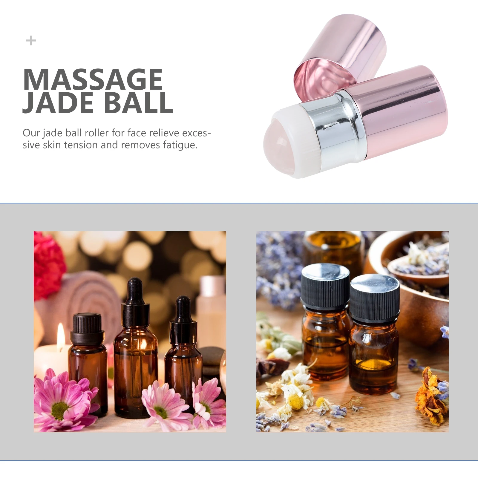 

Volcanic Stone Roller Pink Facial Jade Ball Massager for Eyes Neck Cooling Tightening Skincare Tool Cream Absorption Aid Beauty