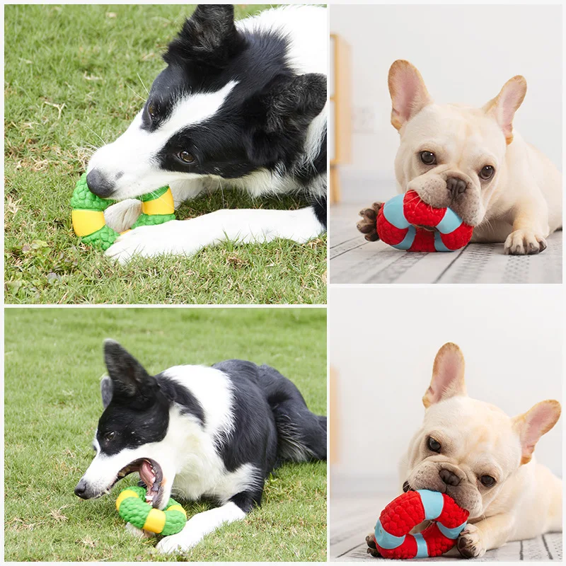 Yite dog bite-resistant toy latex sound lifebuoy series pet supplies interactive training bouncy ball toy