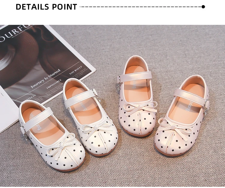 Mädchen Flache Schuhe Süße Polka Dots Kinder Prinzessinnen-Schuhe Runde Zehen Vielseitig 2026 Brandneue Kinder-Lederschuhe Ballett-Stil – Detail 2