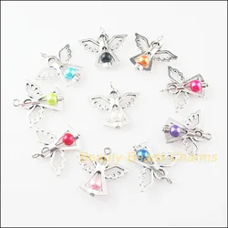 10Pcs Mixed Dancing Glass Angel Wings Charms Pendants 29x37mm