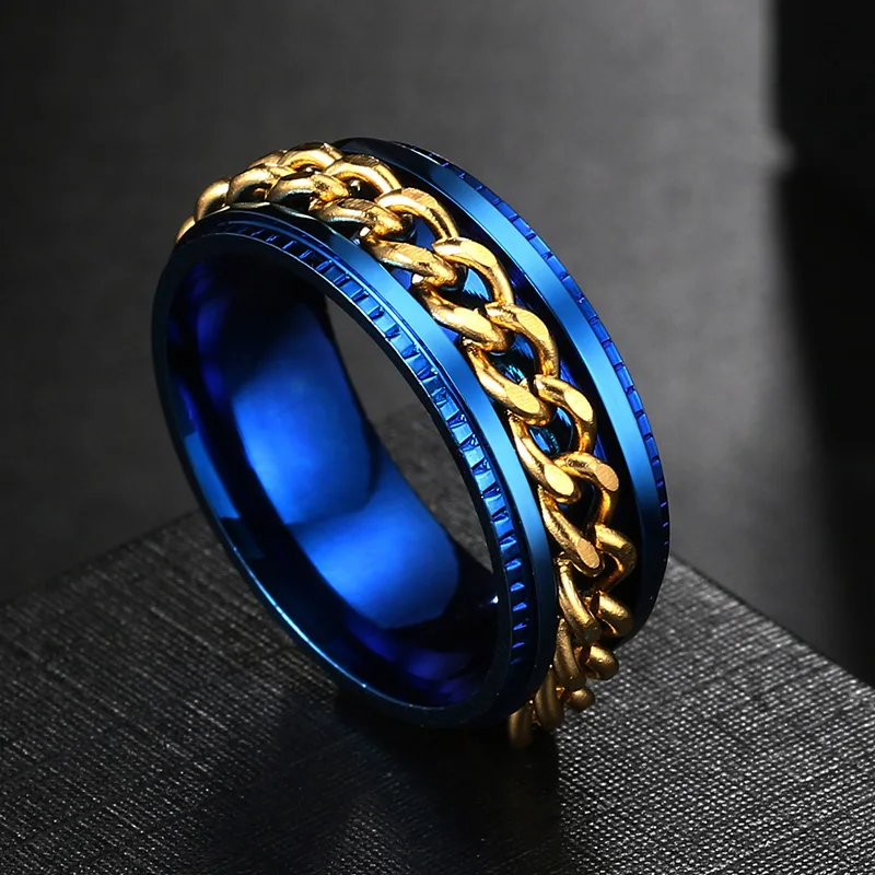 Angst Zappeln Ringe Für Männer Spining Titan Edelstahl Bunte Spinner Drehbare Kette Schmuck Rotierenden Ringe Männer Geschenk