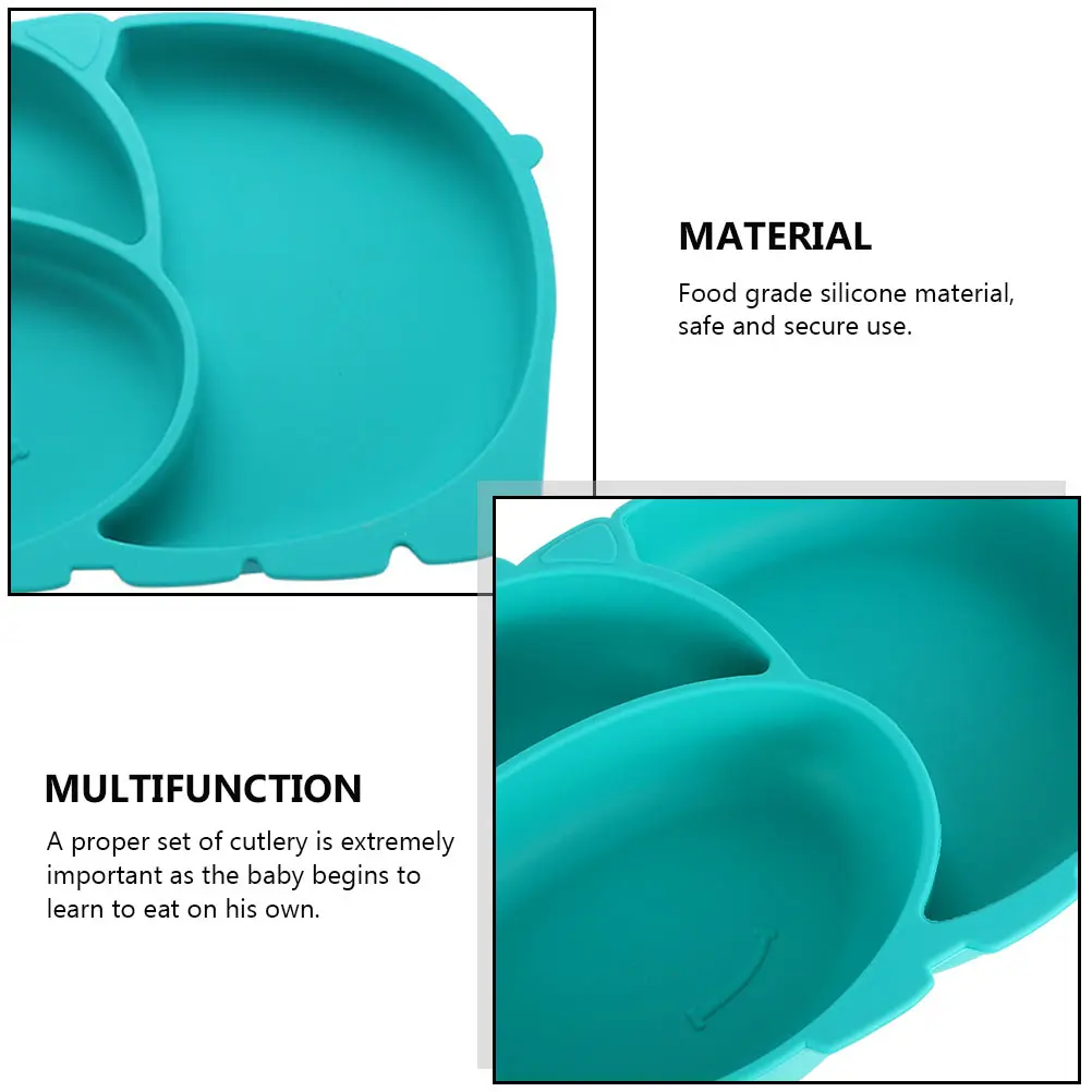 

1 Set Silicone Feeding Fork Spoon Set Food Grade Dinner With Compartment Training Tableware For
