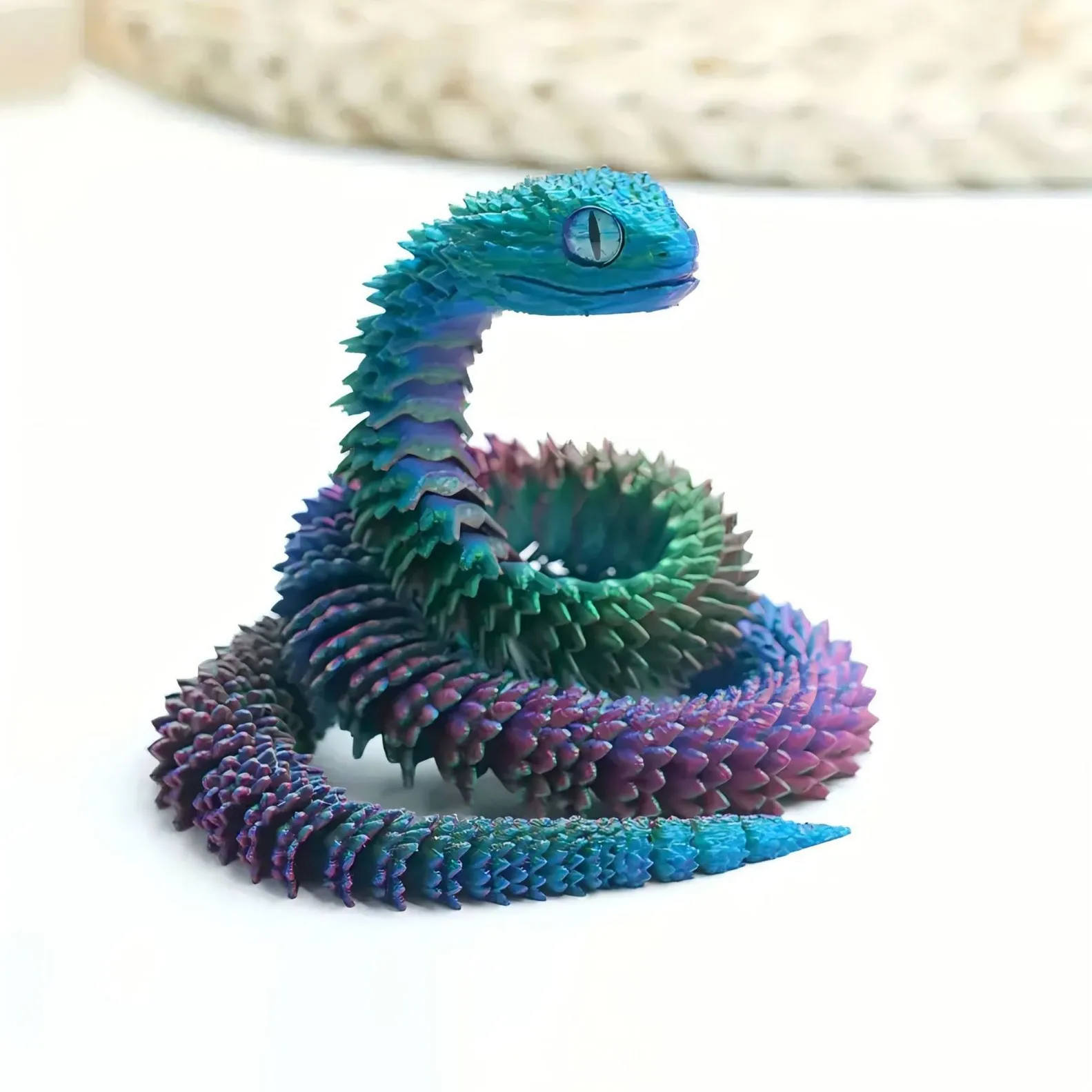 60cm 3D Printed Snake Realistic Snake Statue Movable Joint Fidget Toys Simulation Snake Year Desk Ornament Animal Model Gift