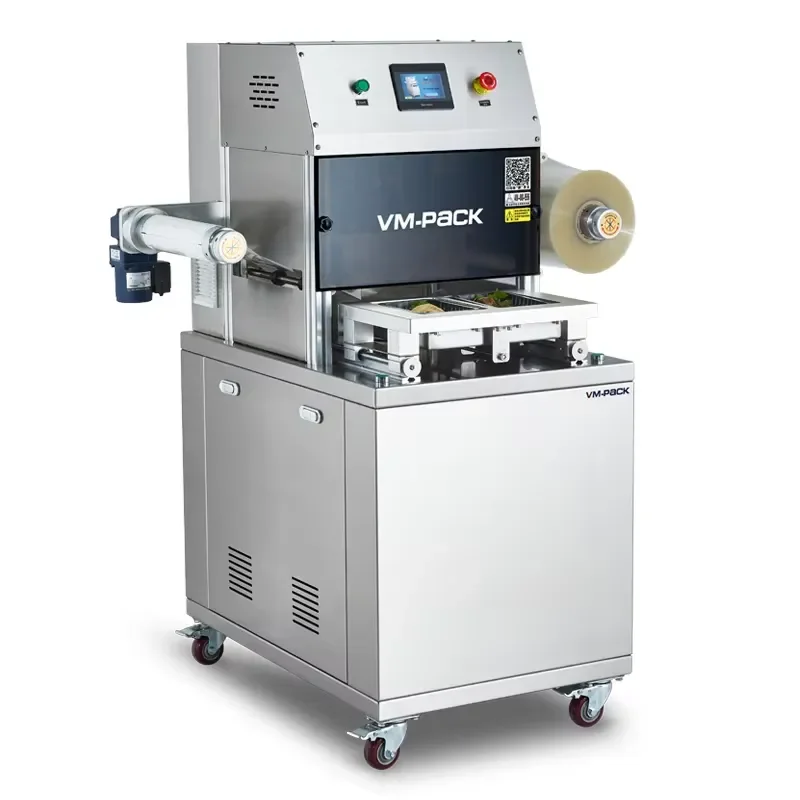 2026 Modified Atmosphere Packaging Atomatic Pneumatic Fast Food Fruit Meat Tray Bowl Box Film Roller Packaging Machine
