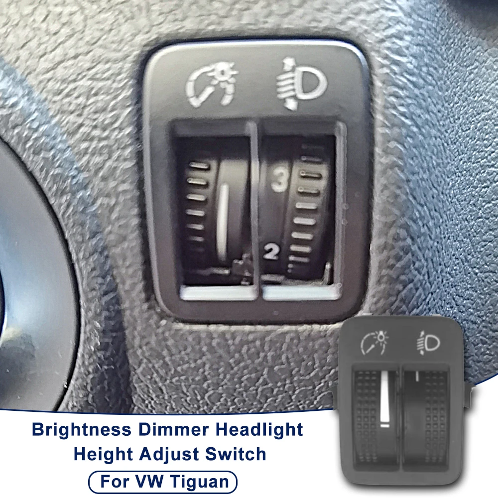 Car Headlight Brightness Dimmer Dual Row Headlight Adjustment Switch for Volkswagen Tiguan 2008-2015 5ND941333A Accessories