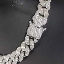 Hip Hop Jewelry New Arrivial 18mm 3 Rows Cuban Chain Necklace Iced Out Rectangle Cz Prong Choker Thick Cuban Link Chain For Men