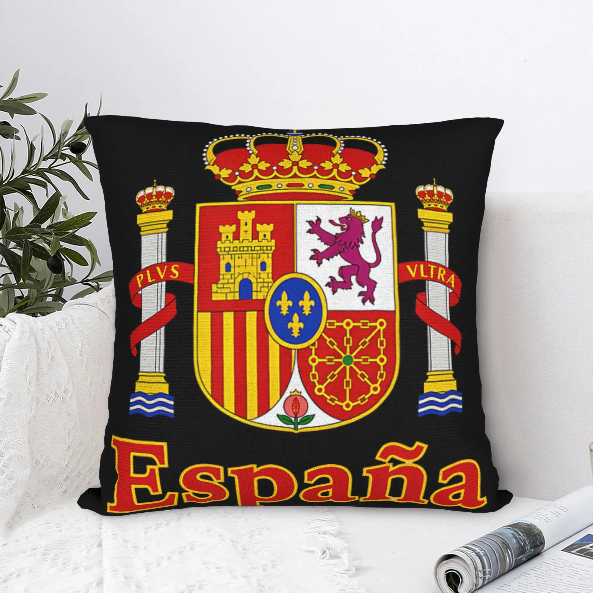Pillow Cover Spain Shirt with Spanish Flag  Retro Trendy Pillow Case For Sofa Bedroom Home Decor Pillowcases
