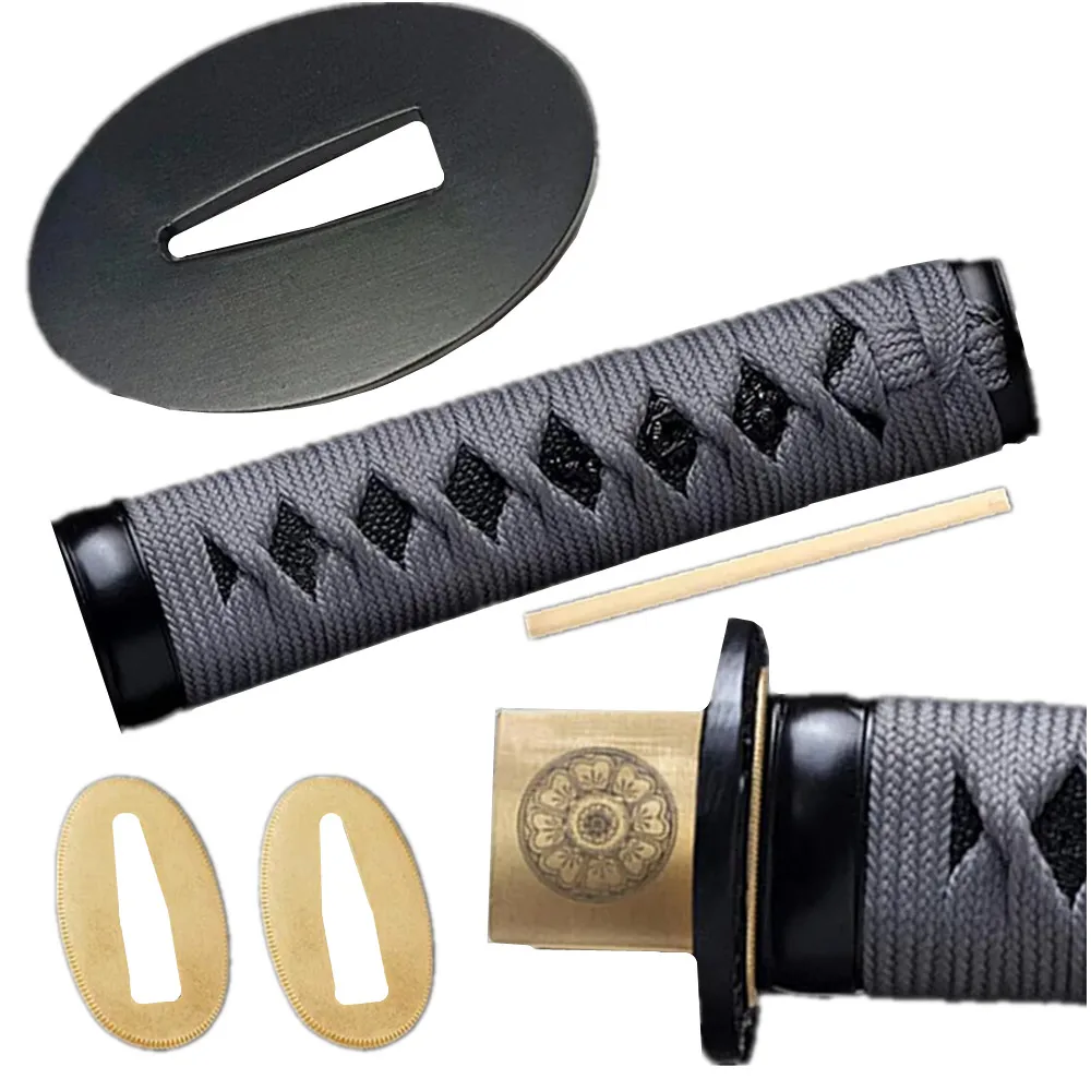 

15cm Tsuka For Japanese Wakizashi Tanto Katana Sword Fittings Set Steel Tsuba+Menuki+Fuchi+Kashira+Handle+Habaki+Seppa