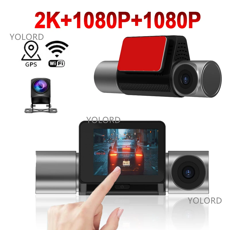 

3 Way Channel WIFI GPS 2.5K 2K 1440P Car DVR With Dual 1080P Dash Cam Front Cabin AHD Rear Dashcam Taxi Driving Video Recorder