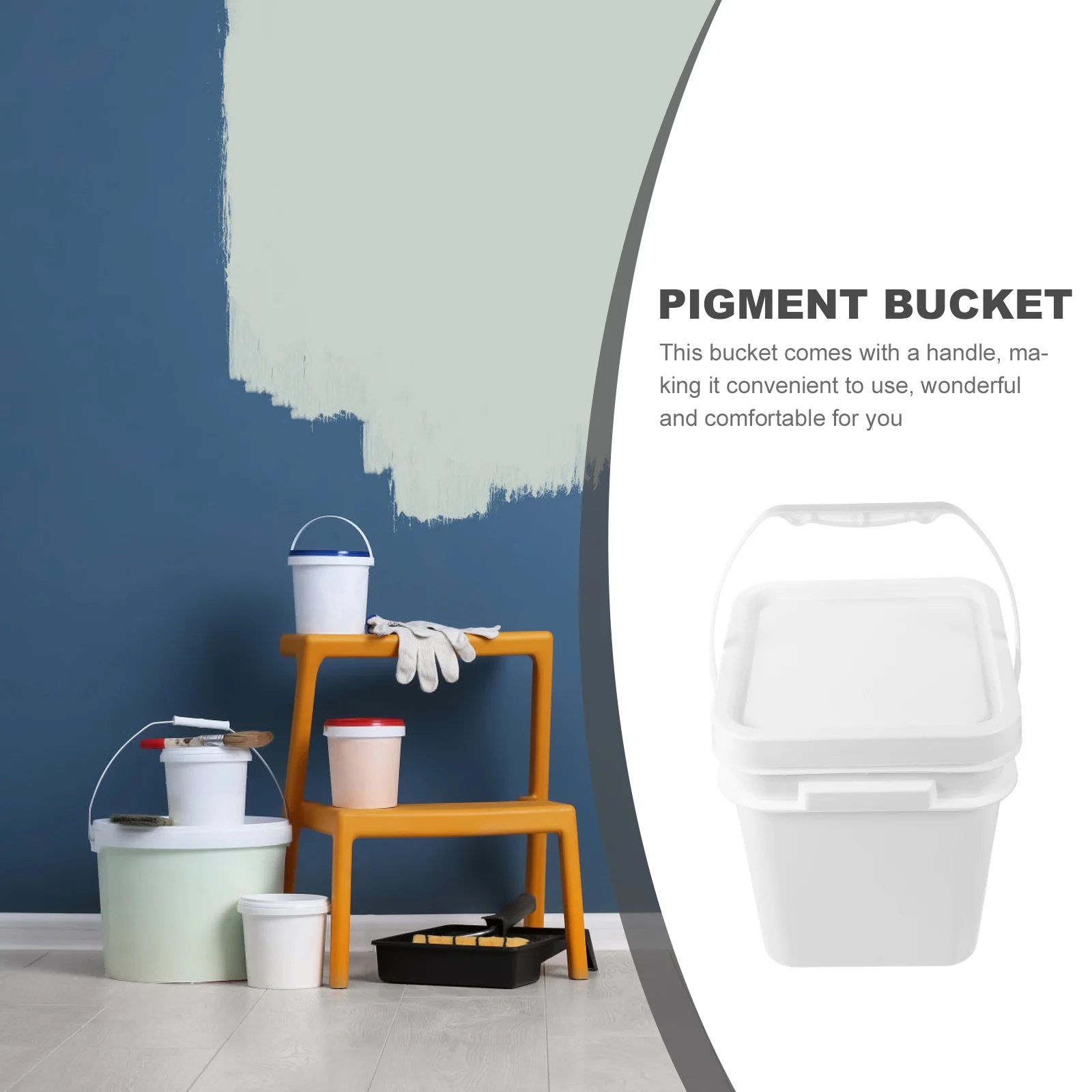 

White ABS Paint Bucket 2.6 Gallons 10L Square Wide Mouth Container with Lid for Storage Home Use PP Material