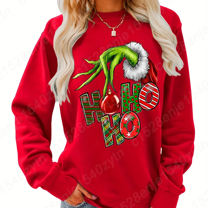 Cozy Christmas Sweatshirts, Women's Crew Neck Letter Print Sweatshirt for Fall & Winter, Casual Fashion Women Xmas Clothing