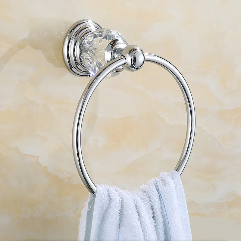 Gold Finish Stainless Steel Bathroom Towel Holder Wall-Mounted Round Towel RingsTowel Rack