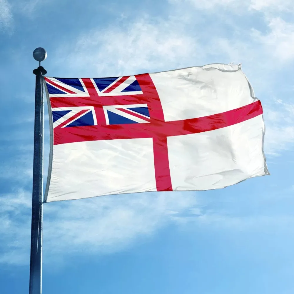 

British White Ensign Royal Navy Flag Durable Polyester for Patriotic Holiday Parties Parades Outdoor Decor, Holiday Decoration