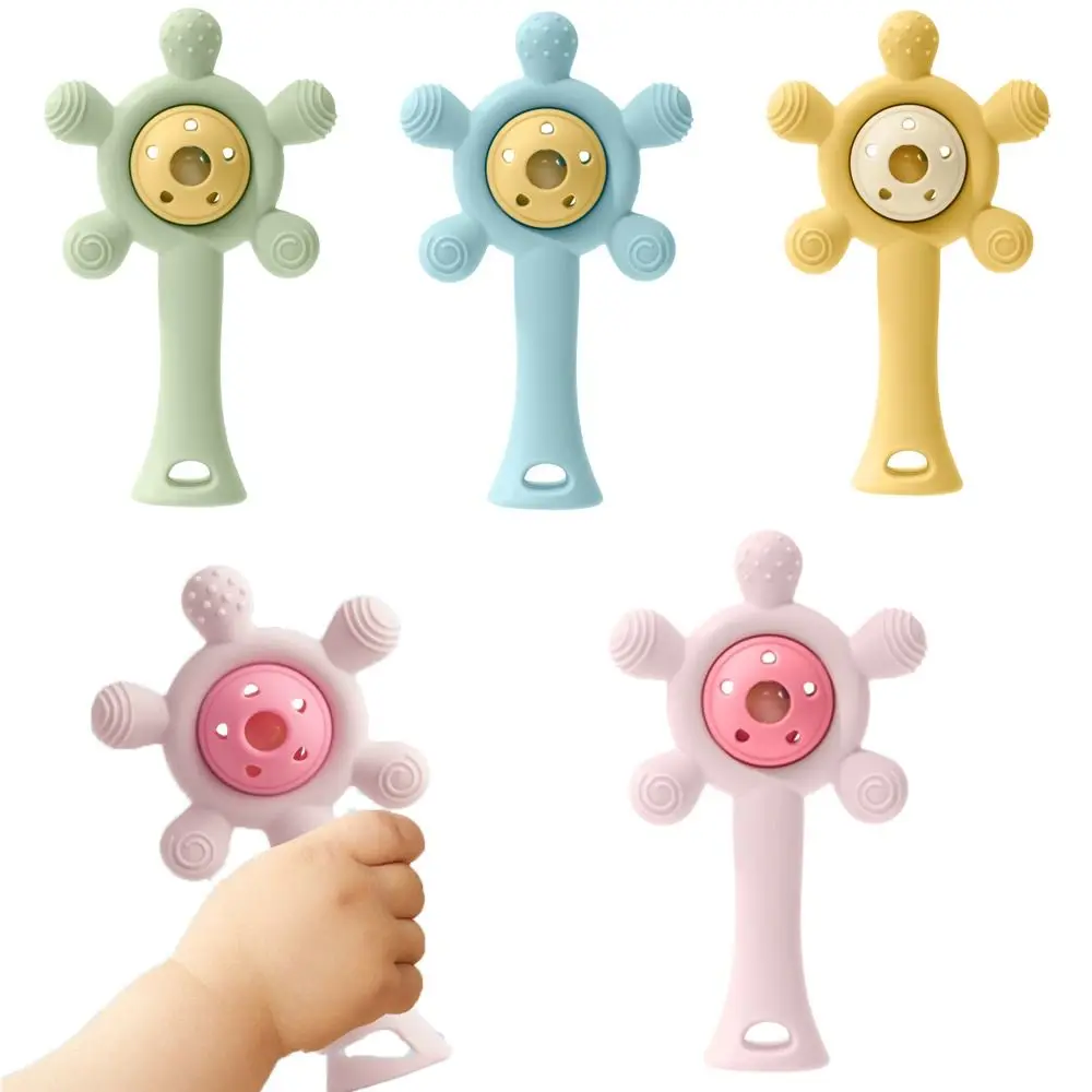 

Silicone Kids Teether Toy Infant Grab Shake Soft Baby Rattle Toy Developmental Wheels Shape Toddlers Teething Chewing Toy