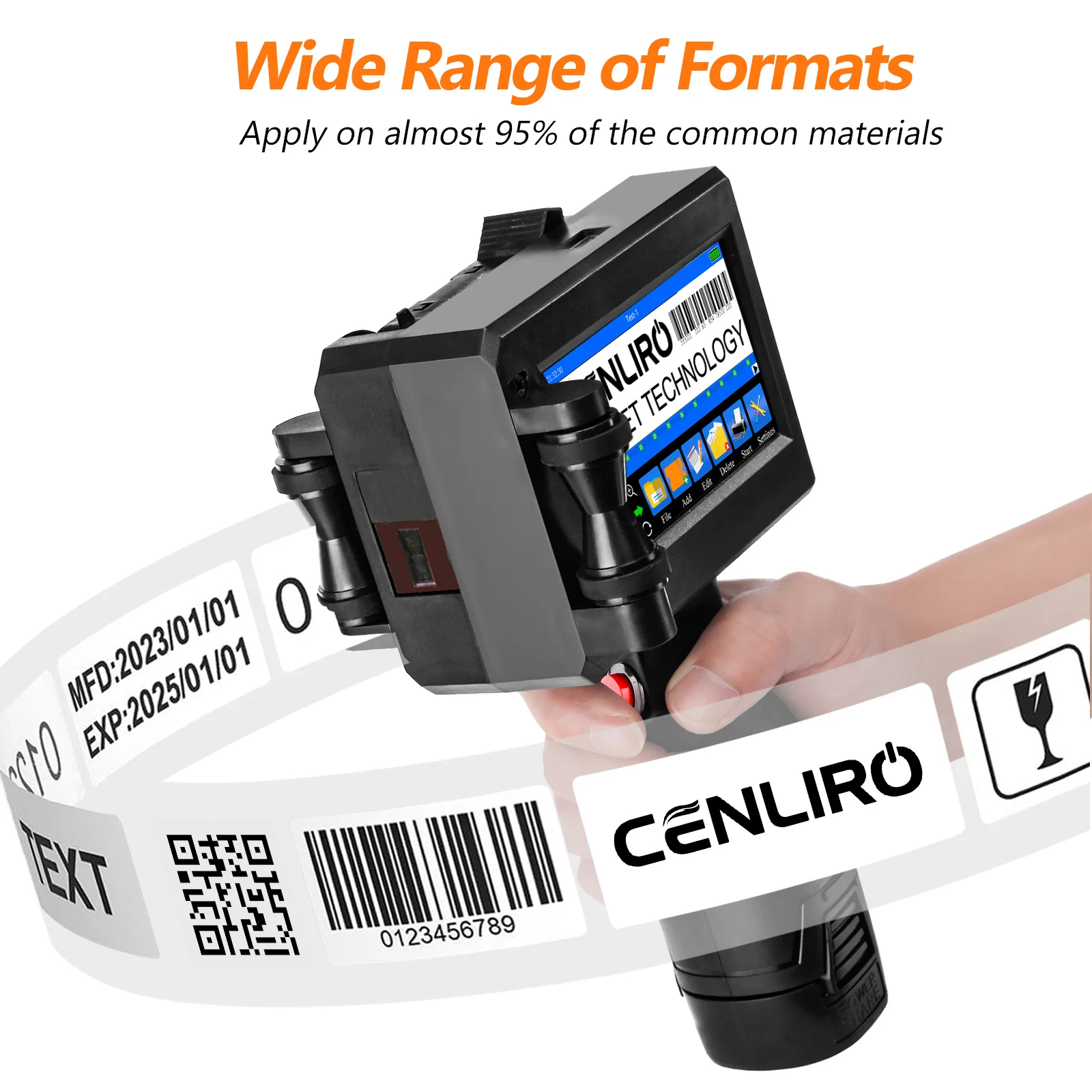 Cenliro CL20B 25.4mm TIJ Handheld Inkjet Printer Portable Coding Machine for Production Expiry Date Batch Number Logo QR Code