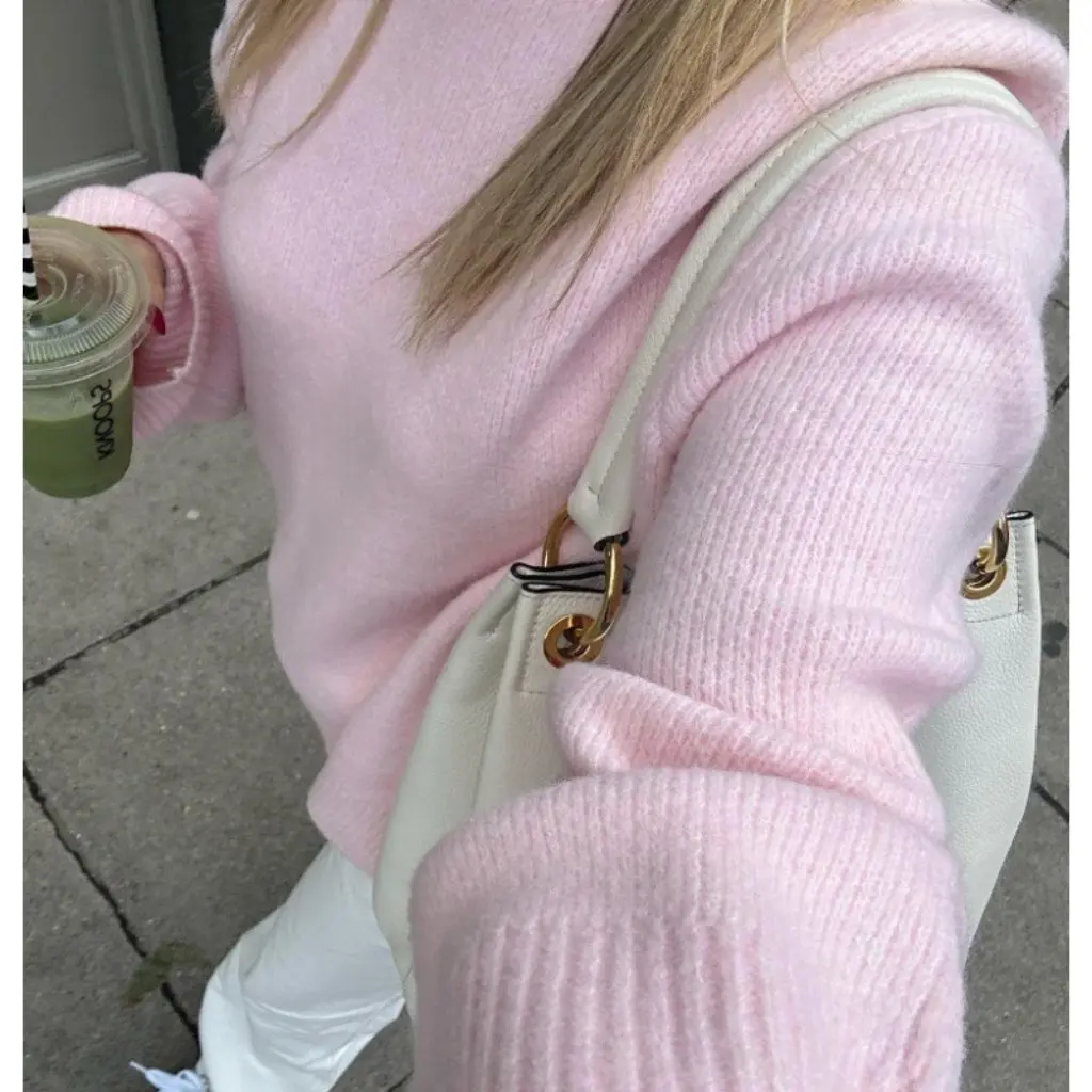 

Winter Pure Color Sweet round Neck Pullover Sweater European American Style Independent Station Supply Women's Fashion Top