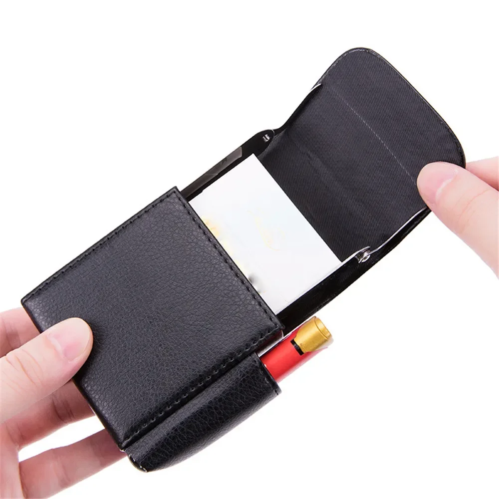 PU Leather Cigarette Case with Lighter Bag Tobacco Pouch Men‘s Card Holder Best Gift for Business Men Women Smoking Accessories