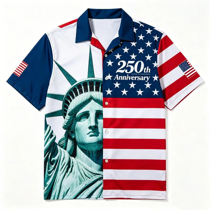 Trendy New America 250th Anniversary Shirt Fashionable Men's American Flag 1776-2026 Shirt American Independence Day Apparel