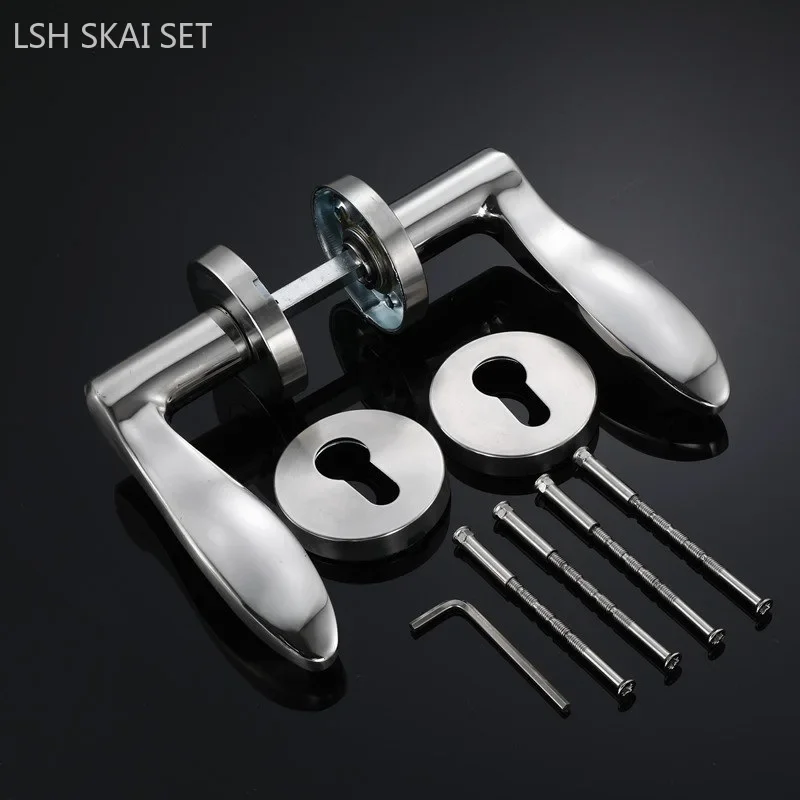 

1 комплект, дверная ручка сарая из нержавеющей стали, разделенная дверная ручка для спальни, внутренние двусторонние дверные ручки, аксессуары для бытовой фурнитуры