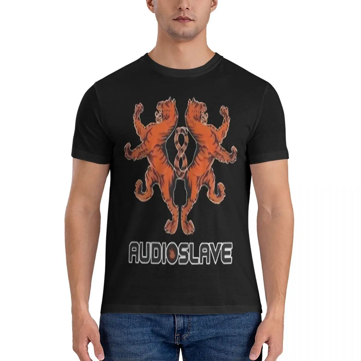 

Rock Music Team T Shirts for Men Pure Cotton Humor T-Shirts Round Collar Audioslave Tees Short Sleeve Tops Summer