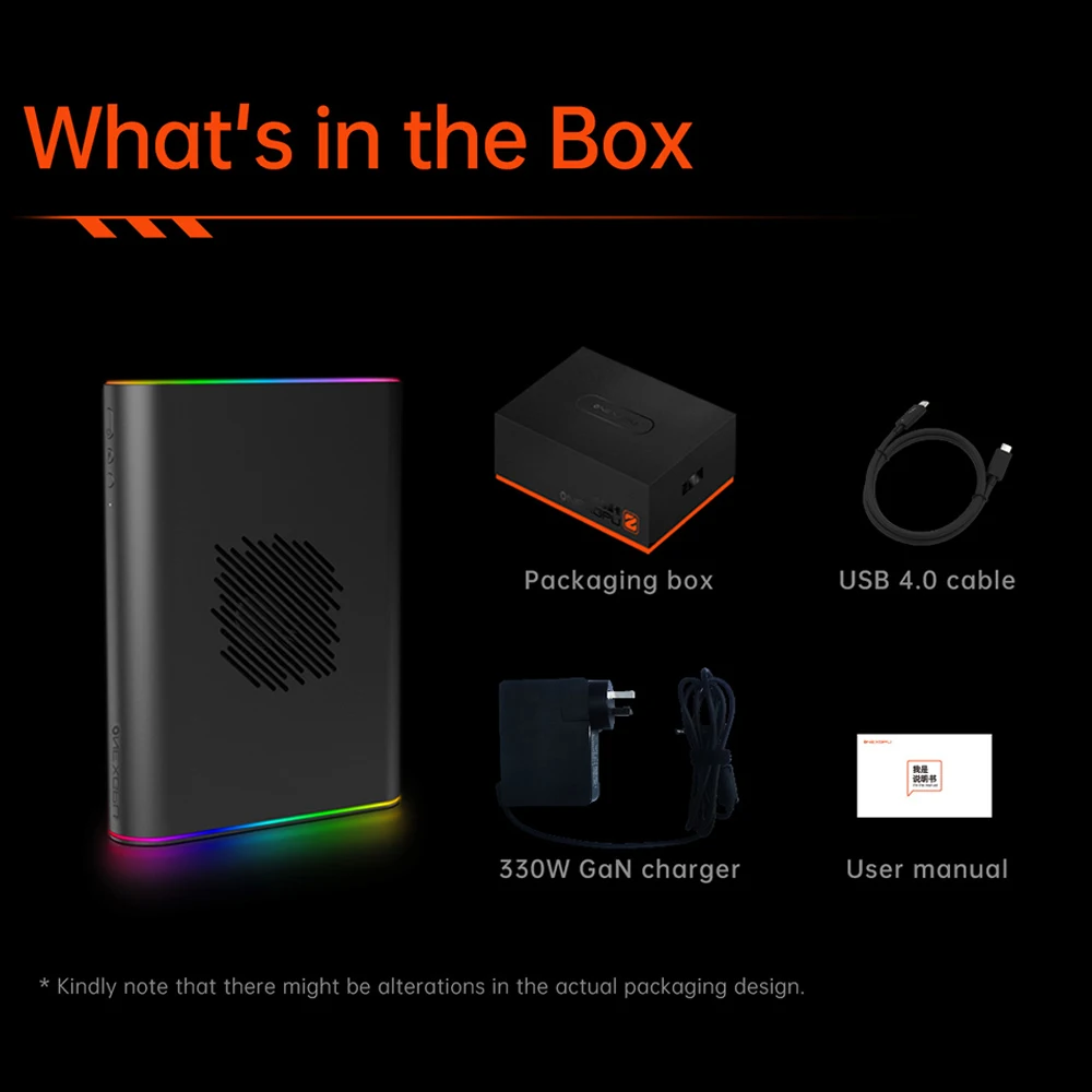 Эйпур Onexplayer Onexgpu 2 Ultimate eGPU с подсветкой AMD Radeon RX 7800M Oculink USB4.0 Thunderbolt RGB