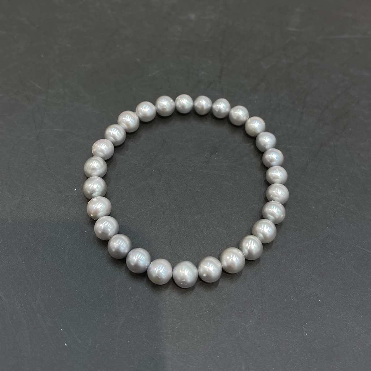 6-7mm Perlenarmbänder Natürliche Süßwasserperlen Nahezu Runde Graue Perlen für Frauen Mädchen Schmuck Accessoires Tägliche Geschenke 17-18cm – Detail 3