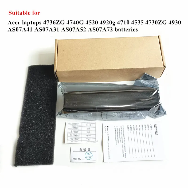 6600MAH for Acer Laptops Battery Aspire 2930 4736ZG 4740G 4520 4920g 4710 4535 4730ZG 4930 5740 AS07A41 AS07A31 AS07A52 AS07A72