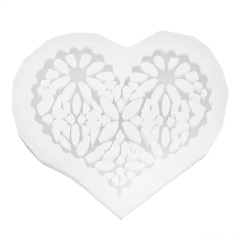 QX2E Snowflake Cup Mat Mold Cake Candy Silicone Mold Chocolate Border Mold Heart Shaped Mold for Table Decoration