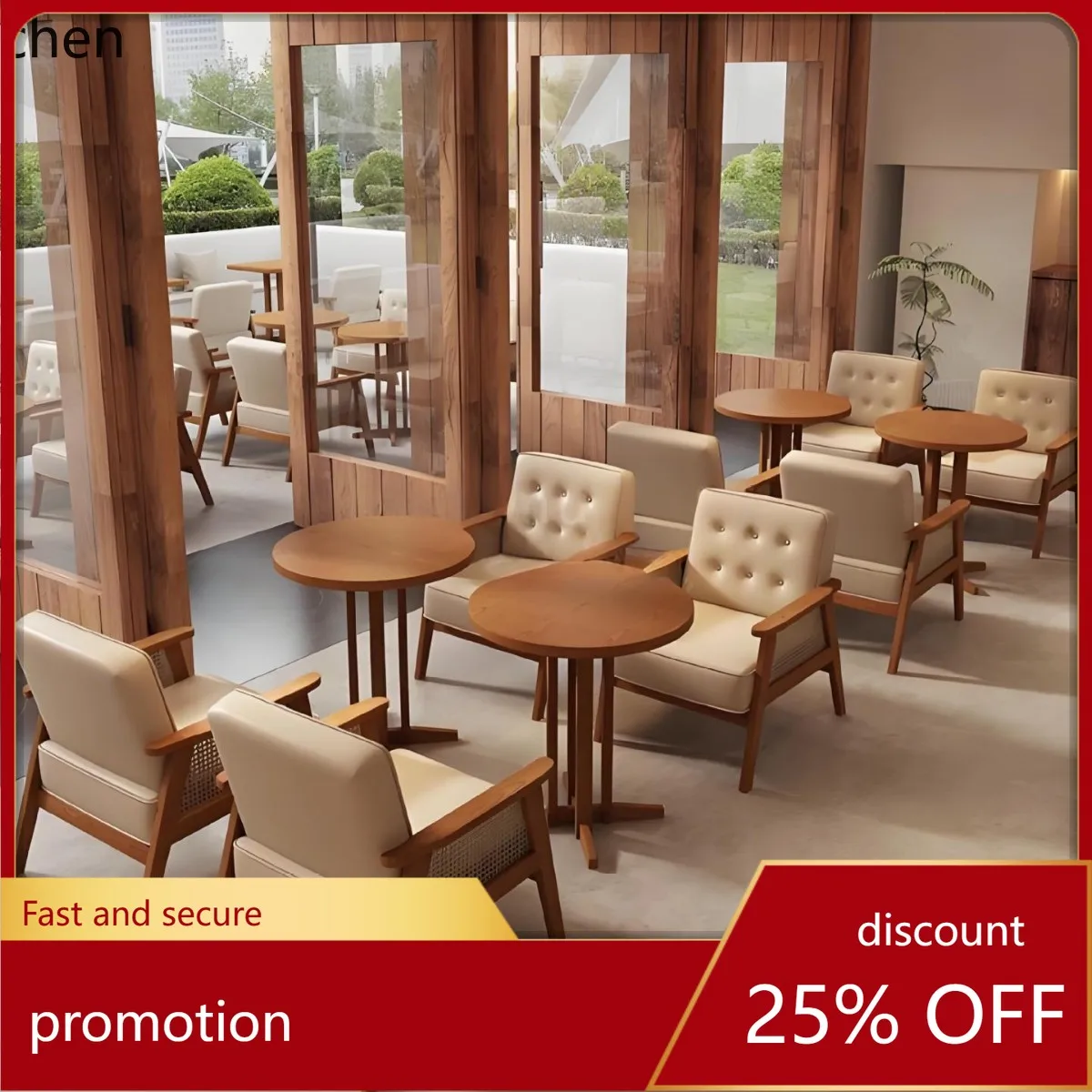 ZML Cafe Lounge Tea House Milk Tea Shop Dessert Bakery Shop Negotiation Table and Chair Set