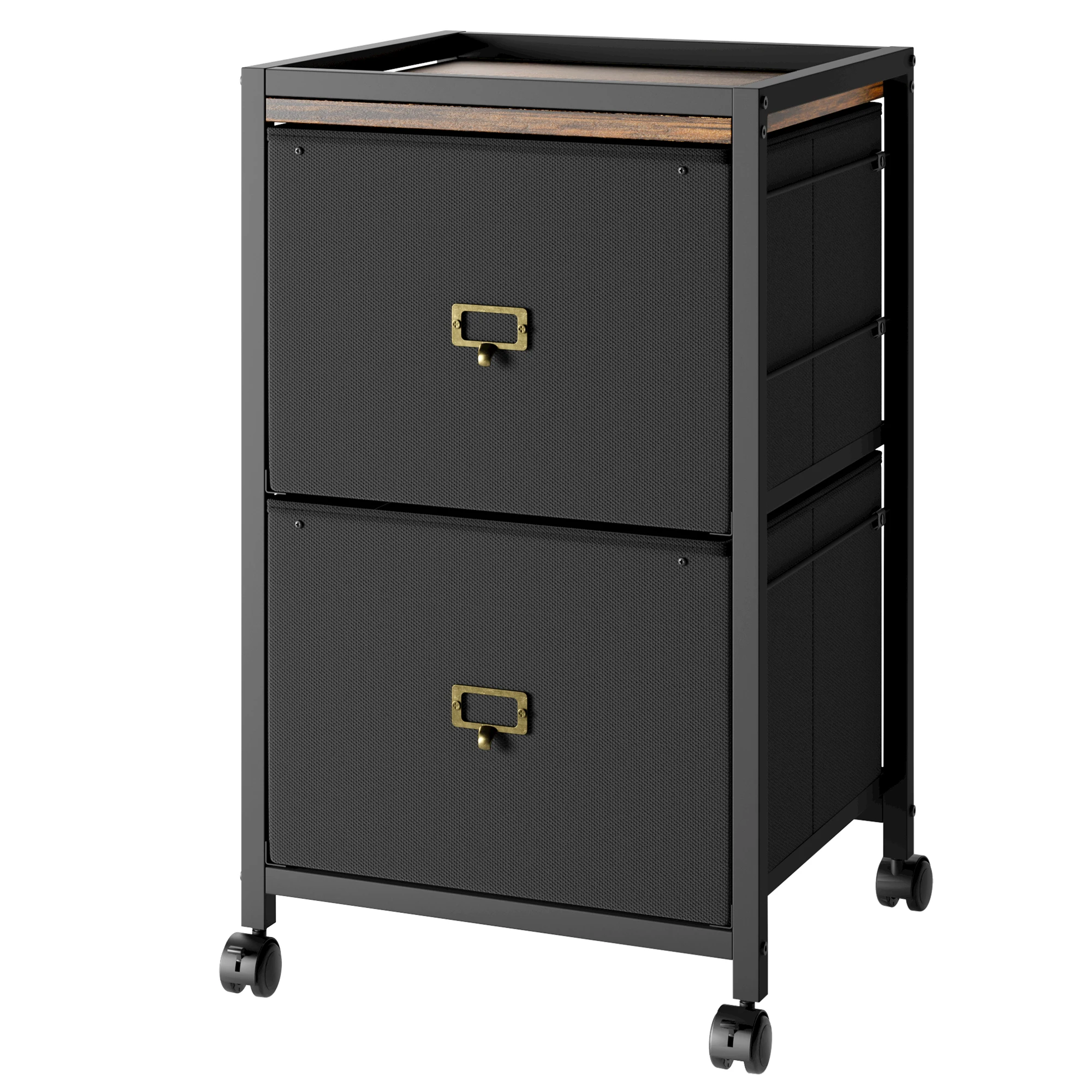 File Cabinet with 2 Drawers 26''H Rolling Filing Cabinet Fits Letter Size or A4 Fabric Vertical File Cabinet on Wheels