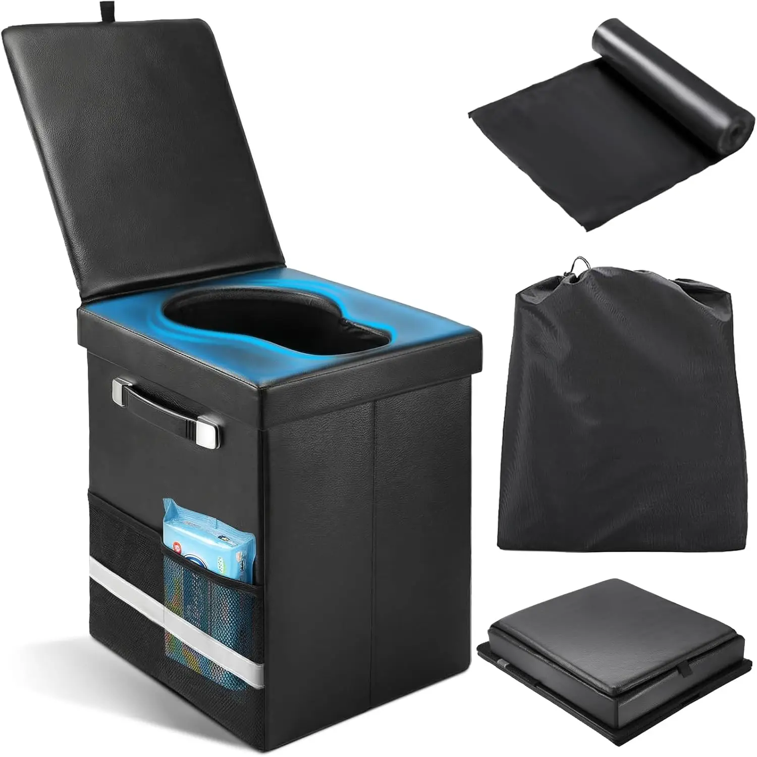 

Portable Toilet for Adults, Tall portable potty for Camping, Hiking, Beach, Car Travel, Truck, RV, Road Trips